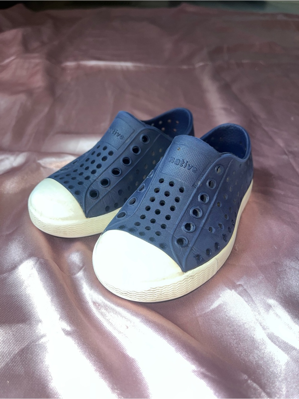 Native Kids Water Shoe in Navy and White Slip-On
